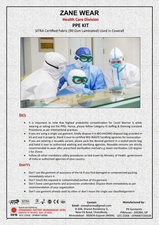 PPE Kit uploaded by Zane Pharmaceuticals on 4/29/2021