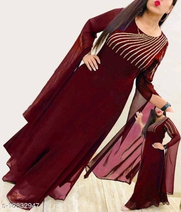 Stylish gown with trendy sleeves uploaded by business on 4/29/2021
