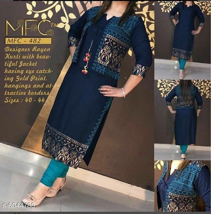 Rayon kurti with jacket uploaded by Readymade Garments & Grocery  on 7/30/2020