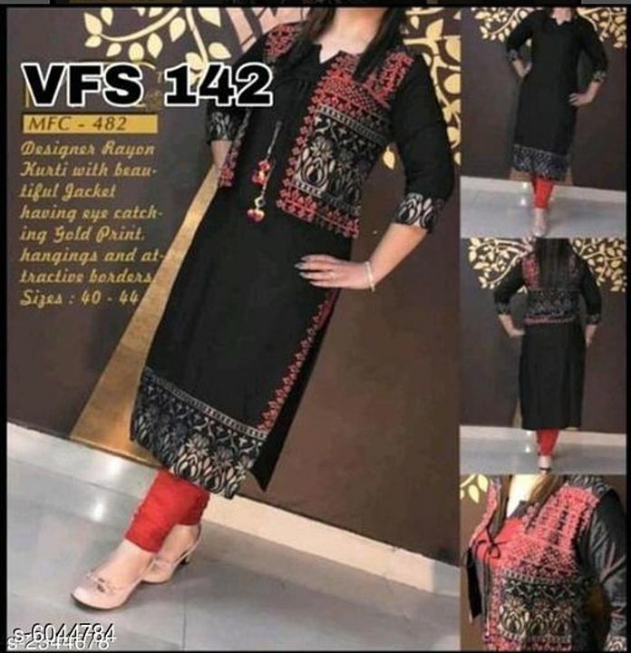 Rayon kurti with jacket uploaded by business on 7/30/2020