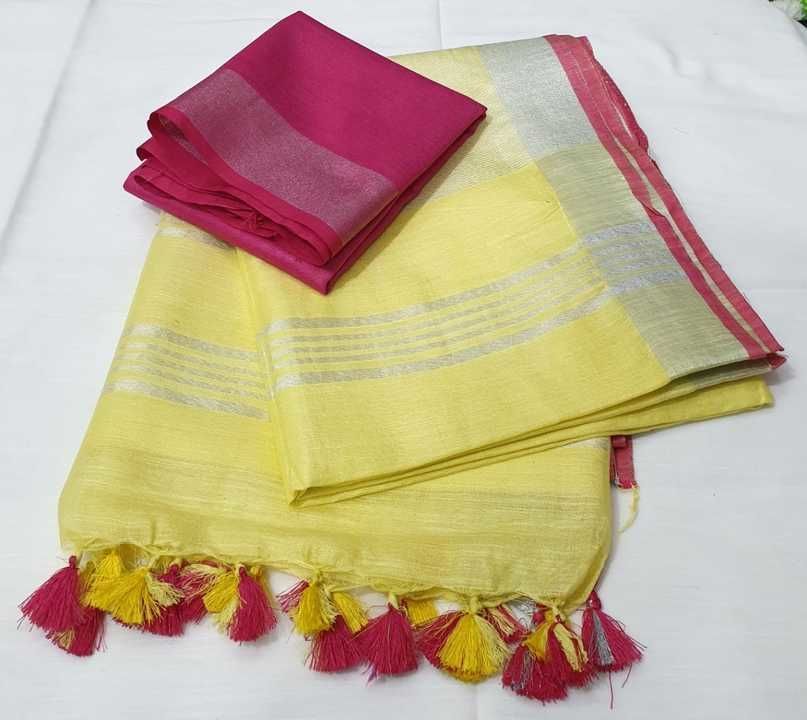 Semi linen saree uploaded by Vishwanath handloom on 4/30/2021