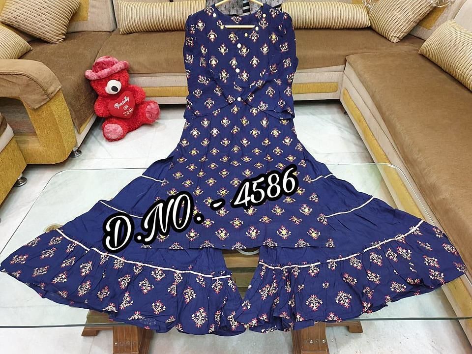 Post image 👗 *Beautiful Heavy Rayon Slub best Quality Fabric Kurti With Original Hand Mirror Foil Embroidery work, Gold Print, Bell Sleeves + Heavy Rayon Slub Fabric Sharara With Gold print &amp; Gotta Detailing* 👗

⭐ *D.NO. - 4586*

⭐ Size: *M/38, L/40, XL/42, XXL/44* 

⭐Fabric: *Heavy Rayon Slub Best Quality Fabric In Kurti &amp; Sharara*
 
⭐ Product: *Kurti (Rayon Slub) + Sharara (Rayon Slub)*

⭐Work: *Hand Mirror Foil Embroidery Work, Bell Sleeves, Gold Print In Kurti + Gold Print &amp; Gotta Detailing In Sharara*

🤩 Price: *850/- FREE Shipping*

⭐ *Same Day Dispatch*✈️✈️✈️