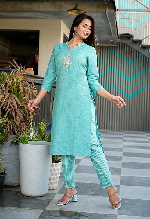 Post image 💃 *Beautiful Embroidered Kurti with Fancy Bell Sleeves Paired with Full Wide Bottom Palazzo* 💃

💃💃💃💃
⭐Fabric: *Rayon  (Top), Rayon(Bottom)*
⭐Sizes:  *M/38, L/40, XL/42 &amp; XXL/44*
⭐Length: *42(Top), 38(Bottom)*
⭐Colour *two colour options Colours Available*
⭐Work: *Fine Embroidery with sequence work  in front, Fancy Bell Sleeves*
⭐Package: *Kurti + Palazzo*

⭐Price: *880 free ship* 

⭐ Ready to Dispatch ✈️✈️✈️

 *(100% Quality products guarantee)*