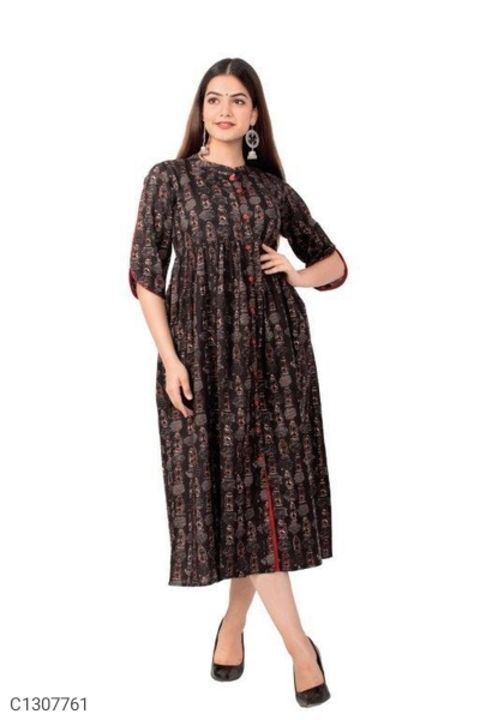 Delicate Printed Cotton Anarkali Kurtis uploaded by business on 4/30/2021