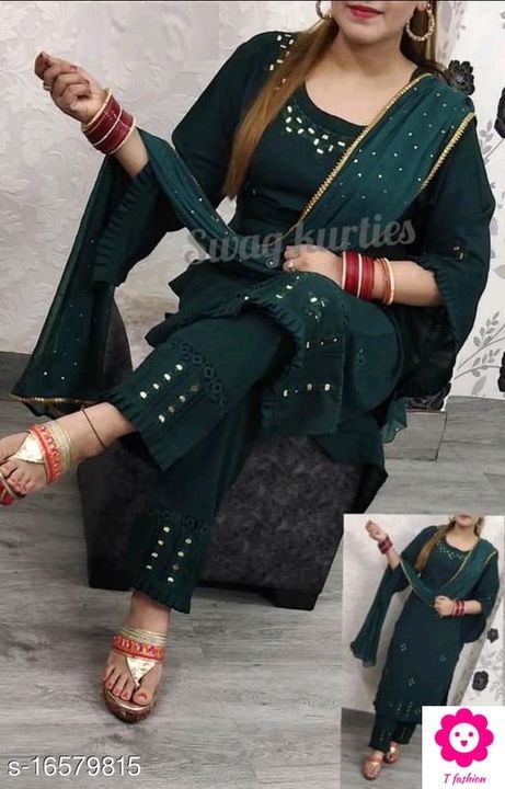 T fashion plazzo set with bottom and dupatta uploaded by T fashion on 4/30/2021