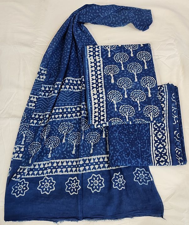 Hand Block Bagru Daboo Print Cotton Suit Material with Cotton Dupatta uploaded by business on 7/30/2020