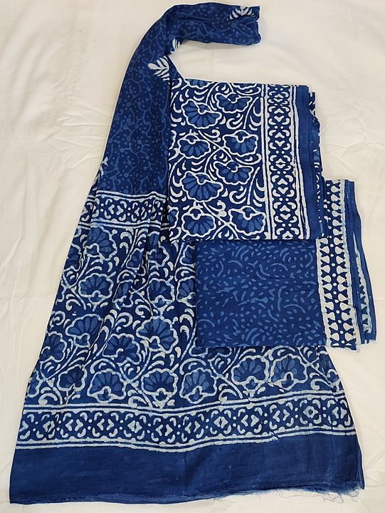 Hand Block Bagru Daboo Print Cotton Suit Material with Cotton Dupatta uploaded by business on 7/30/2020