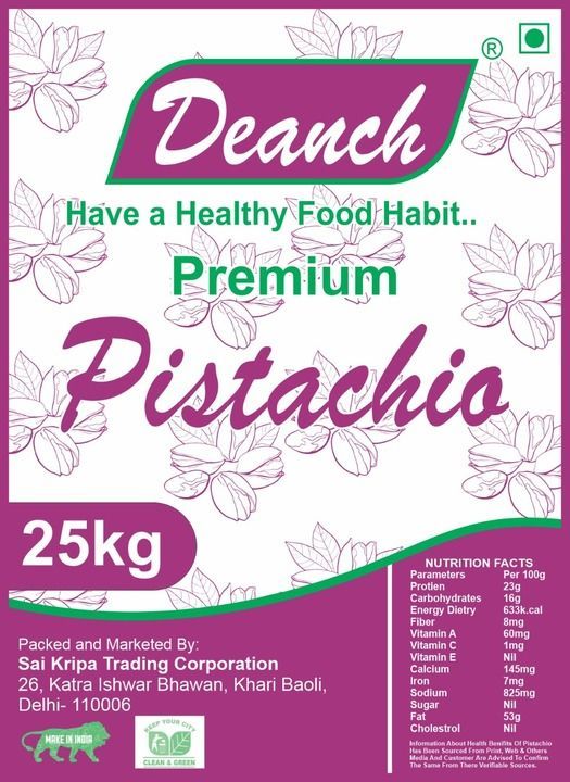 Deanch Roasted'n'Salted Premium Pistachios 25 kg bag uploaded by Sai Kripa Trading Corporation on 4/30/2021