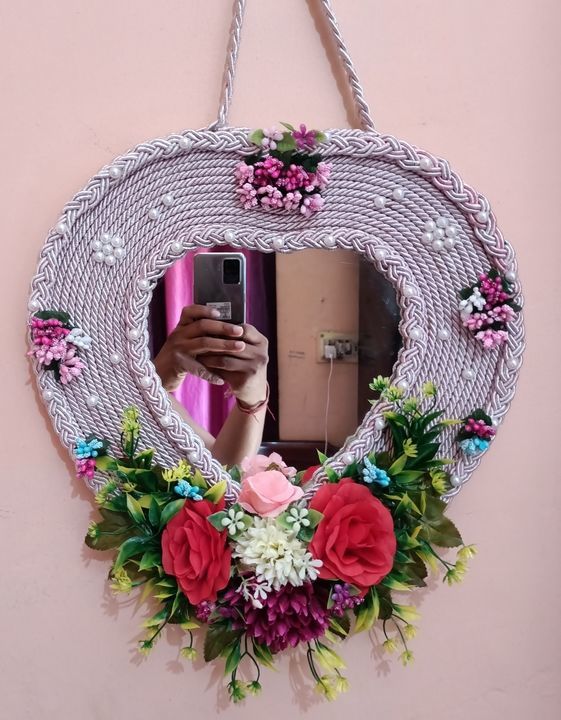 Heart shaped mirror wall hanging uploaded by business on 4/30/2021