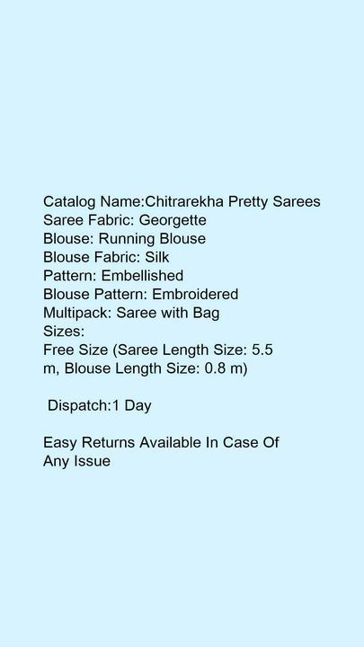 Free mask Trendy Ensemble Sarees

Saree Fabric: Georgette
Blouse: Separate Blouse Piece
Blouse Fabri uploaded by Fashion world on 4/30/2021