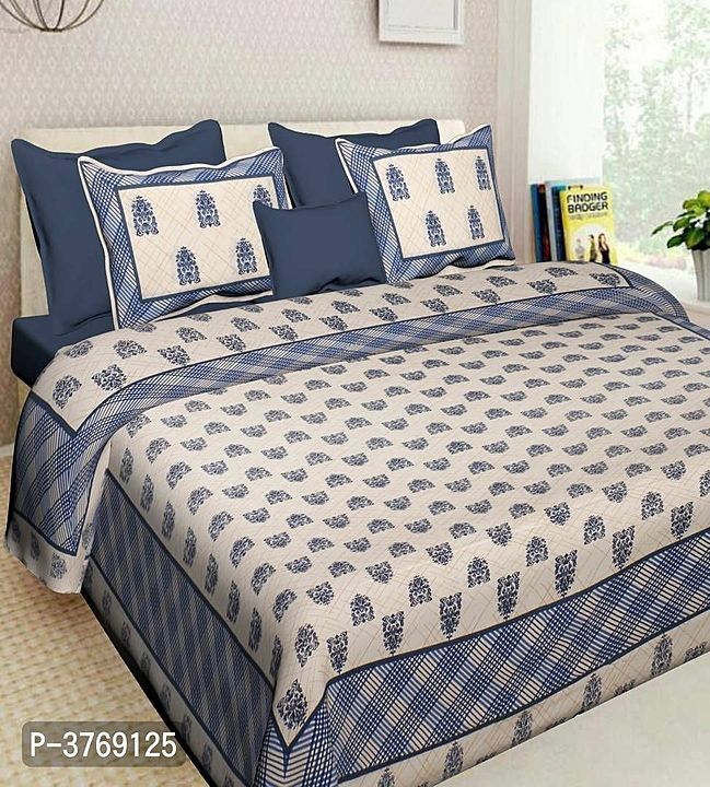 *Royal Blue Cotton Floral Print Double Bedsheet with 2 Pillow Covers*
 uploaded by My Shop Prime on 7/30/2020