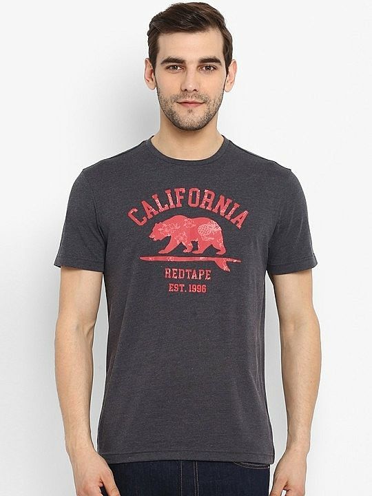 Red Tape Men Grey Melange Printed Round Neck T-shirt uploaded by My Shop Prime on 7/30/2020