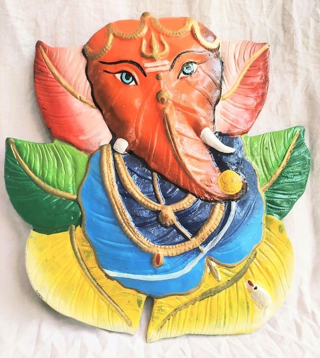 Wall hanging Ganesh on Pipal leaf Shape base with multicolour uploaded by RR TRADING COMPANY on 5/1/2021