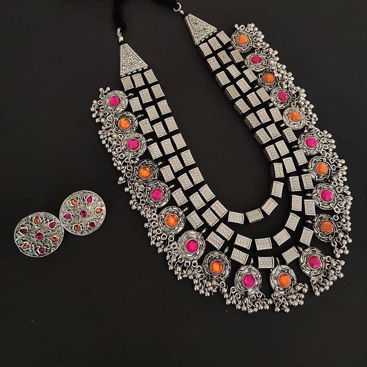 Silver simi har with studes uploaded by surya_jewellery_collections on 7/30/2020
