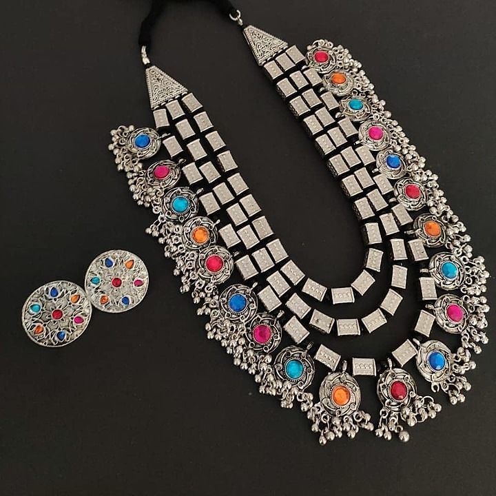 Silver semi har with studs uploaded by surya_jewellery_collections on 7/30/2020