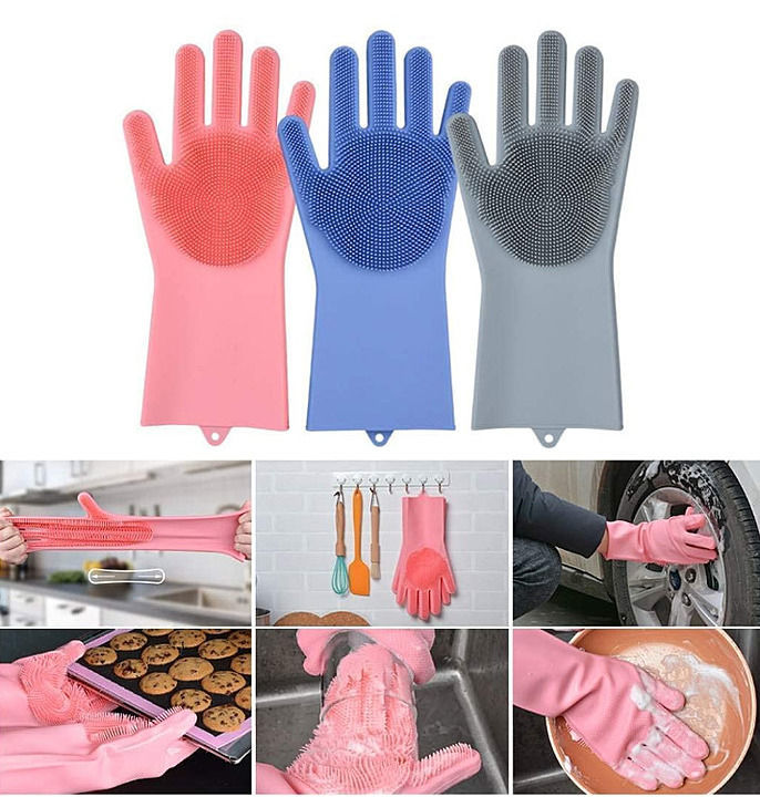 Tanishka Silicon gloves Non-Slip, Dishwashing  Scrubbing Gloves for Household uploaded by Tanishka Solutions  on 7/30/2020