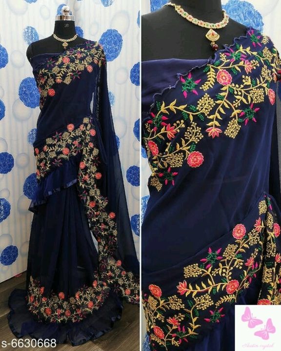 Aishani Ensemble Sarees

Saree Fabric: Georgette
Blouse: Separate Blouse Piece
Blouse Fabric: George uploaded by business on 5/2/2021