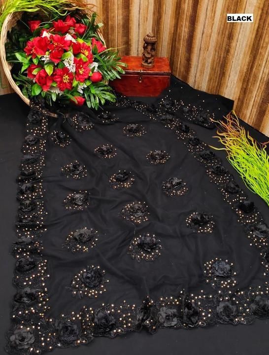 SABYASACHI NEW NET COLLECTION APPLIQUE FLOWER SAREE* 💕 uploaded by business on 5/2/2021
