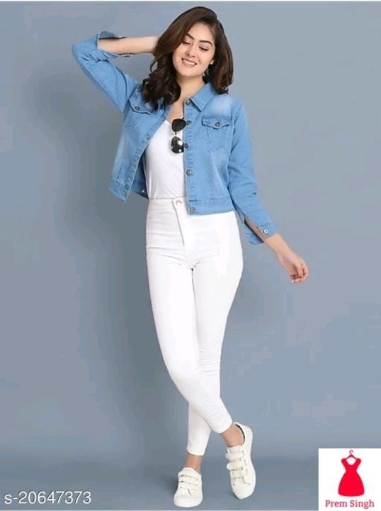 Post image Trendy Sensational Women Jackets &amp; Waistcoat

Fabric: Denim
Sleeve Length: Long Sleeves
Pattern: Solid
Multipack: 1
Sizes:  
S (Bust Size: 34 in, Length Size: 18 in) 
M (Bust Size: 34 in, Length Size: 18 in) 
L (Bust Size: 36 in, Length Size: 20 in)
XL (Bust Size: 36 in, Length Size: 20 in)

Dispatch: 2-3 Days