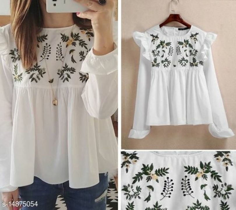 Embroidered white top😍 uploaded by business on 5/3/2021
