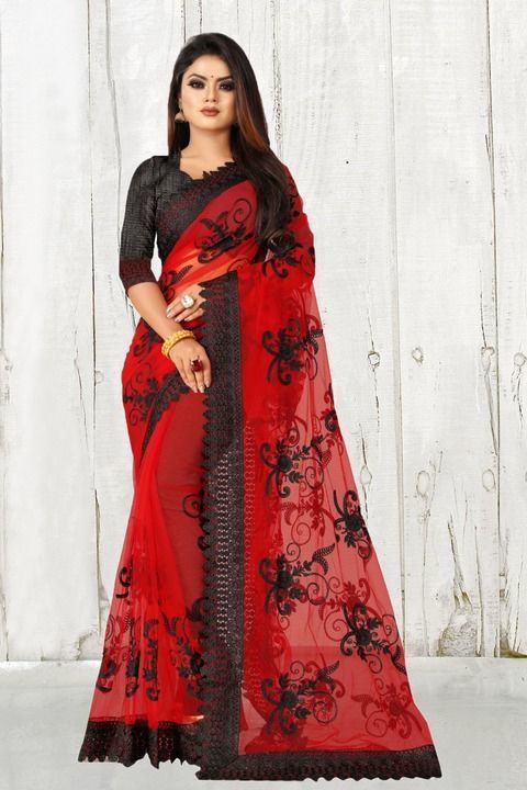 Embroidery net work saree DC 102 uploaded by M/s Rudrakala Enterprise on 5/3/2021