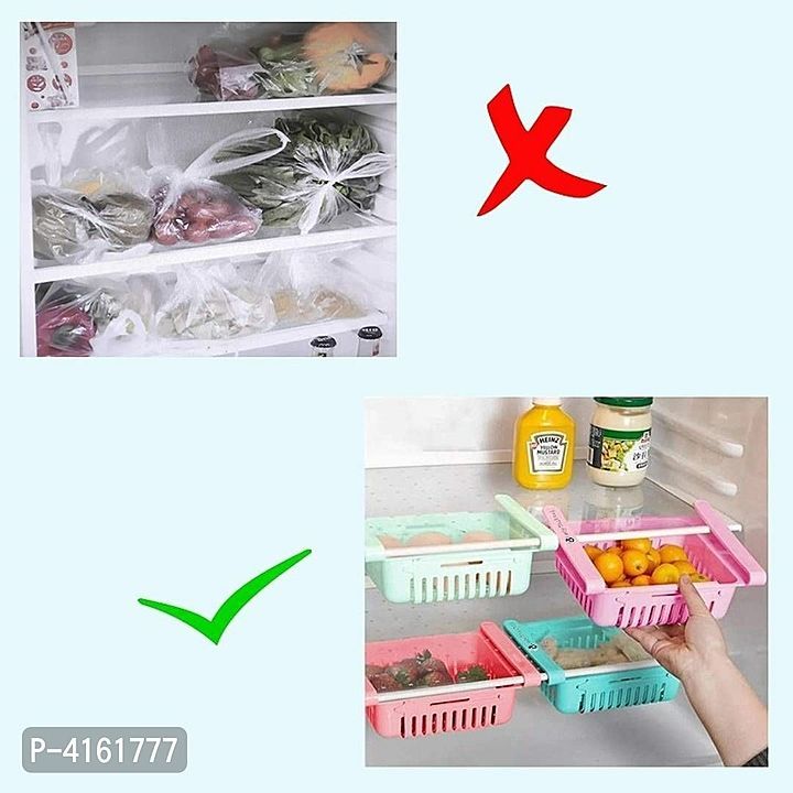 *Adjustable Fridge Storage Rack Plastic Fridge Space Saver Food Organizer Tray (Set of 4)*
 uploaded by My Shop Prime on 7/31/2020
