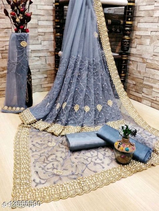 Women's net saree  uploaded by business on 5/4/2021