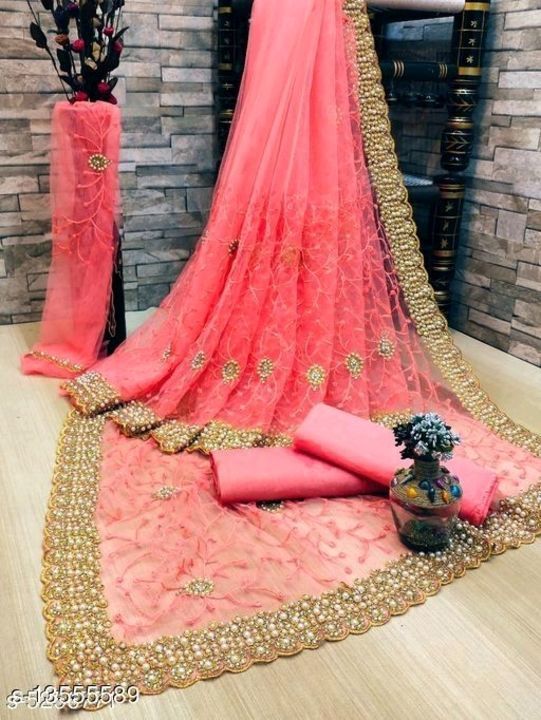 Women's net saree uploaded by business on 5/4/2021