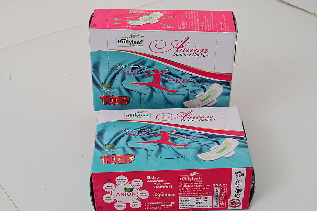 Sanitary napkin Premium quality with anion and gel technology  uploaded by Hollyleaf life Care Pvt ltd  on 7/31/2020