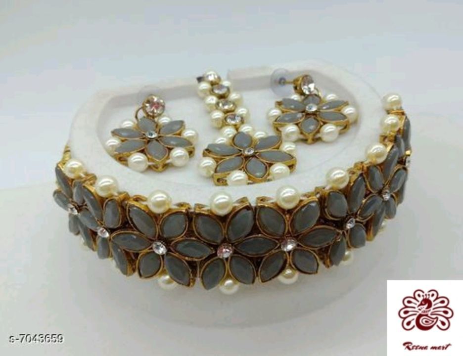 Necklace with Maangtika and earring uploaded by Reena mart on 5/5/2021