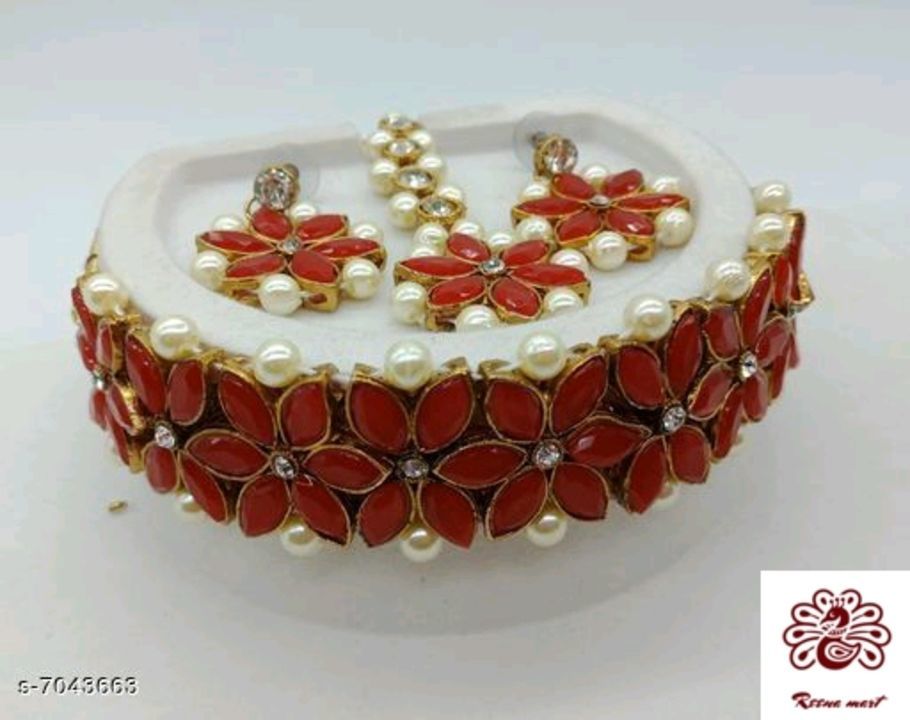 Necklace with Maangtika and earring uploaded by business on 5/5/2021