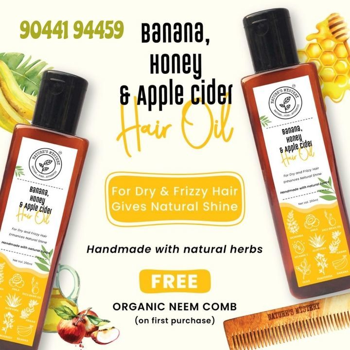 -banana honey apple cider hour oil for dull and frizzy hair uploaded by Nature Mystery  on 5/5/2021