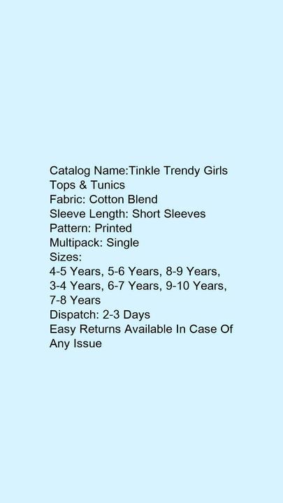 *Tinkle Trendy Girls Tops & Tunics*
 uploaded by My Shop Prime on 5/5/2021