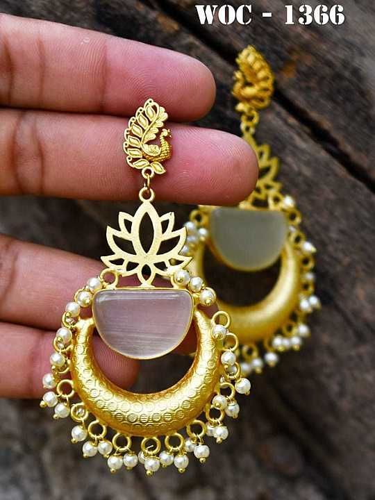 Semi precious stone Matt  gold finished earrings  uploaded by Paras gems & jewellery on 7/31/2020