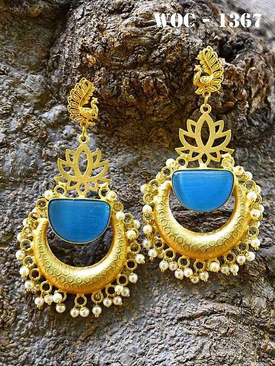 Semi precious stone Matt  gold finished earrings  uploaded by Paras gems & jewellery on 7/31/2020