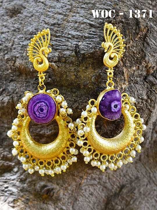 Druzy agate Matt gold plated finished earring uploaded by Paras gems & jewellery on 7/31/2020