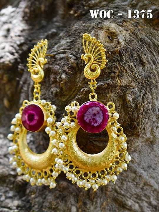 Druzy agate Matt gold plated finished earring uploaded by Paras gems & jewellery on 7/31/2020