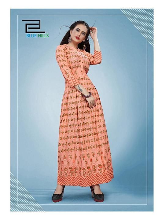 Post image New Catlog by *BLUE HILLS*

*bournvilla volume 3*

Fabric : 14KG REYON

Concept:-Long  Gown with Foil Print

Length:- 54+"
Size :M,L,XL,XXL,3XL
          10 PCS CATLOG

Rate- 629+GST
Set to set 
Dispatch in 2 to 3 days