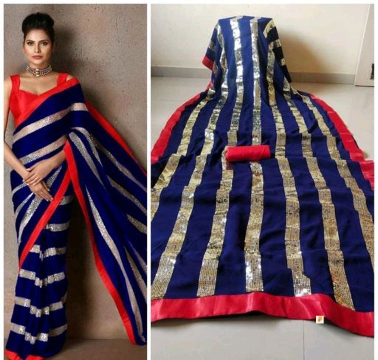 BOLLYWOOD SEQUIN GEORGETTE SAREE WITH BLOUSE PIECE uploaded by business on 5/6/2021