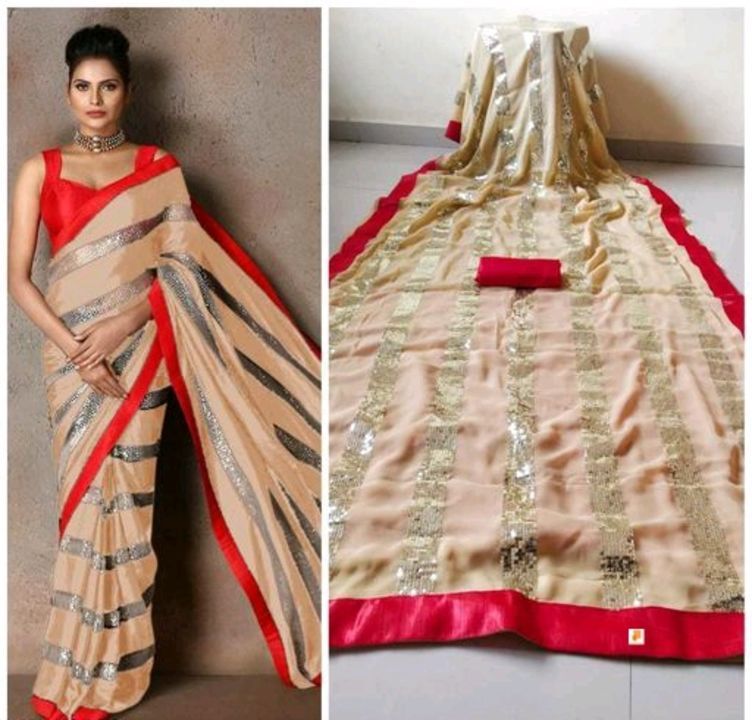 BOLLYWOOD SEQUIN GEORGETTE SAREE WITH BLOUSE PIECE uploaded by Fashion YOURS STYLE on 5/6/2021