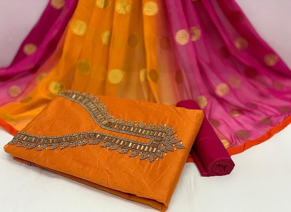 Modal chanderi cotton with handwork uploaded by Fabric collection on 8/1/2020