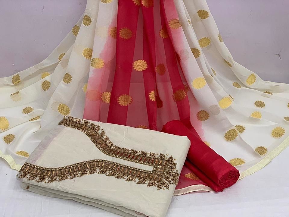 Modal chanderi cotton with handwork uploaded by Fabric collection on 8/1/2020