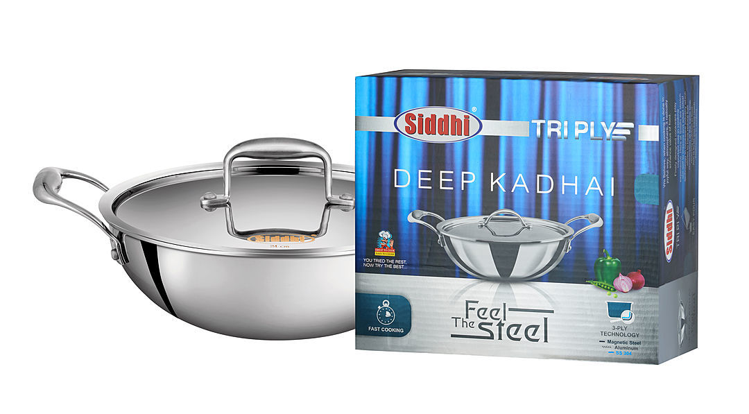 Siddhi Triply kadhai 18 cm capacity 1.1 ltr uploaded by Riddhi cookware pvt ltd on 8/1/2020