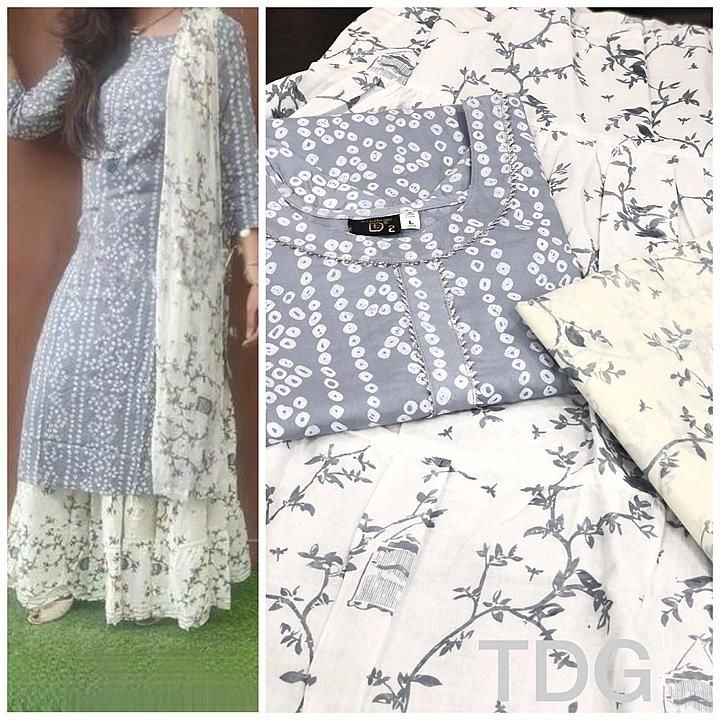 Rayon cotton with bandhej print with laces uploaded by business on 8/1/2020