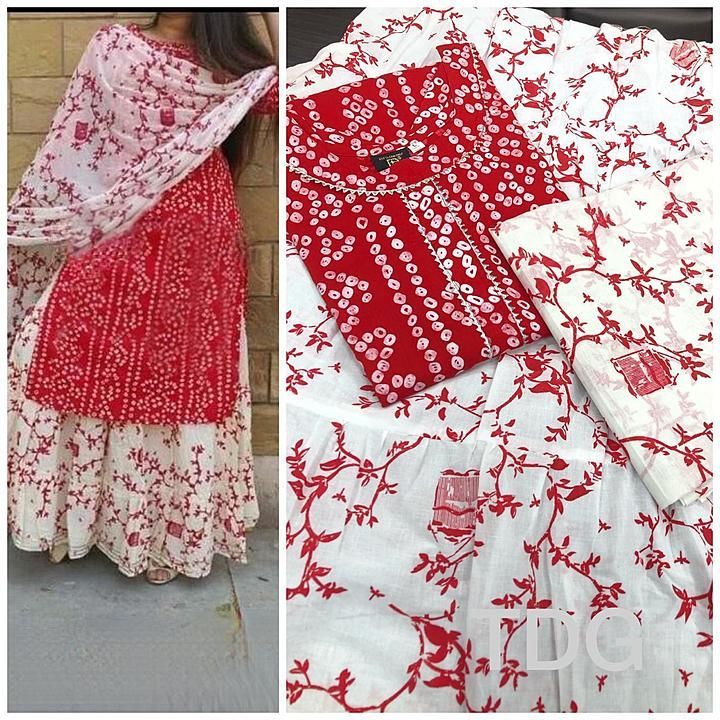 Rayon cotton with bandhej print with laces uploaded by Fabric collection on 8/1/2020