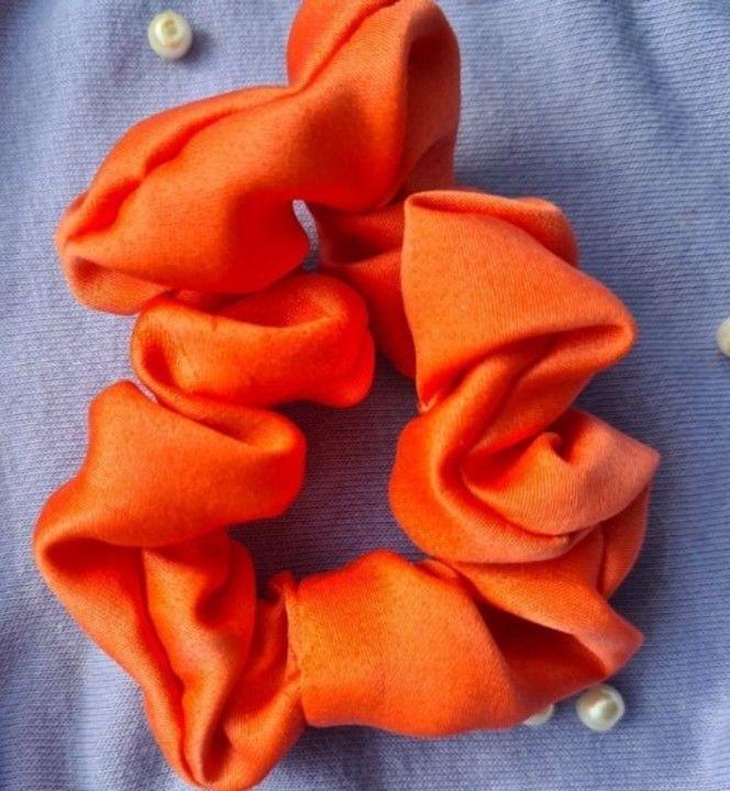 Peachy satin scrunchy uploaded by The Saturn Shop on 5/7/2021