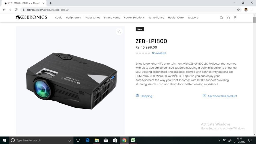Zeb-full hd projector uploaded by Onsite enterprises on 5/7/2021