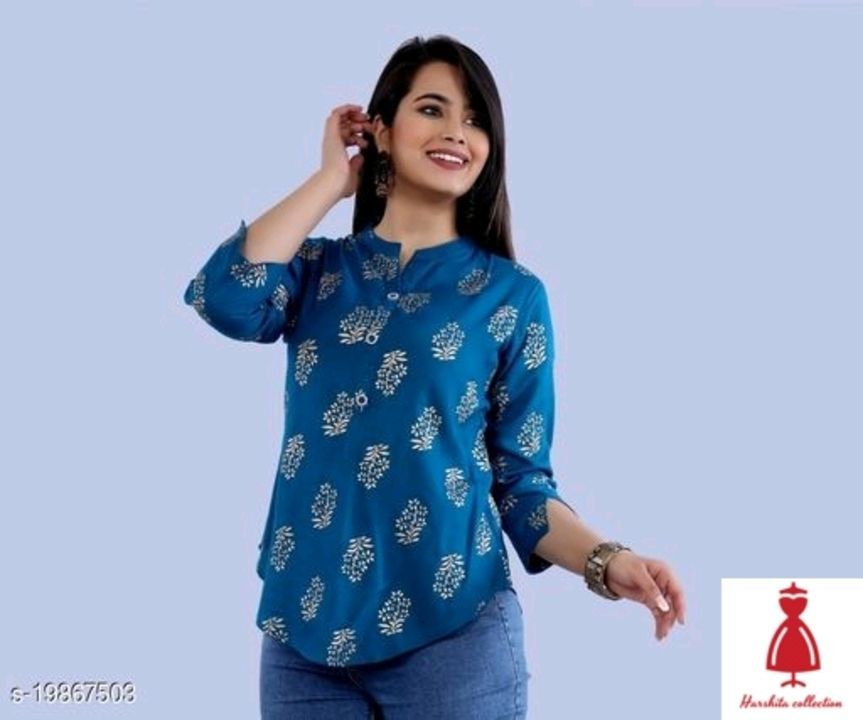 Rayon Gold printed Trendy Top uploaded by Harshita collection on 5/7/2021