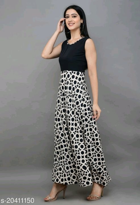 Printed crepe flare maxi dress uploaded by business on 5/9/2021