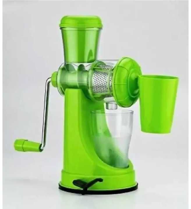 Post image Fruit &amp; Vegetable Mixer Hand Juicer 

Price: 230 including GST
Color Variant:- Yellow, Green, Orange

Products Description:-

Fruit &amp; Vegetable Juicer is a high quality juicer. It  retains original fruit test. Patented anti-drip system for serving clear and fresh juice straight from the juicer. 

Easy manual operation. Handy and comfortable to use. 

All parts are easily detachable for easy manual wash.

Made from abs vergin plastic and stainless steel.

Food grade material with metal handle which are totally harmless for health.

This  juicer is good for Orange 🍊, Pineapple 🍍, Grapes 🍇, Sweet Lime, Watermelon 🍉, Pomegranate, Bitter Gourd(Karela), Tomato 🍅 etc.

Get fresh juice in a minute.

This is non electric and easy to operate.

Weight:- 300 gram approx.
